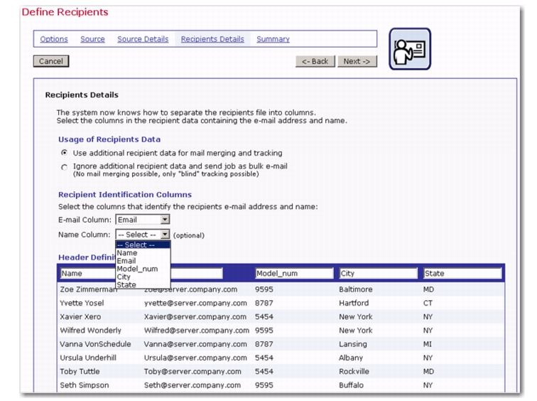 Defining Recipients of an Email Job
